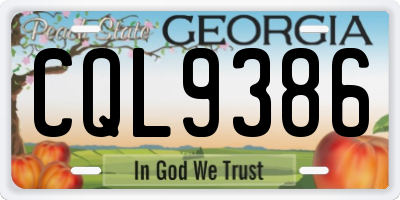 GA license plate CQL9386