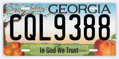 GA license plate CQL9388