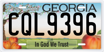GA license plate CQL9396