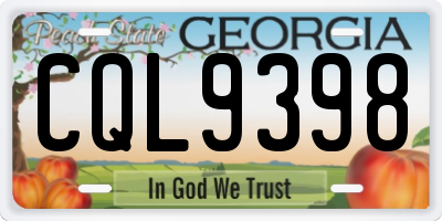 GA license plate CQL9398