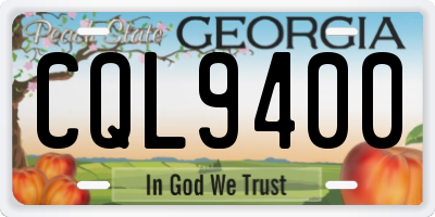 GA license plate CQL9400