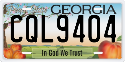 GA license plate CQL9404