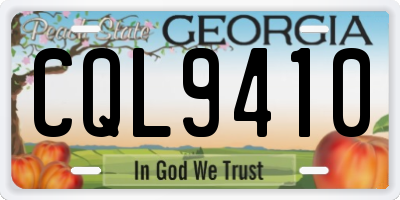 GA license plate CQL9410