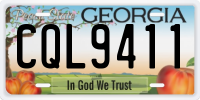 GA license plate CQL9411