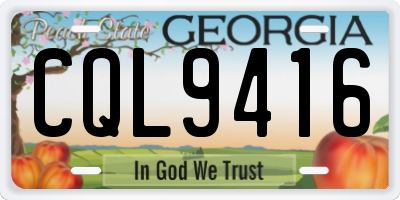 GA license plate CQL9416