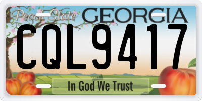 GA license plate CQL9417