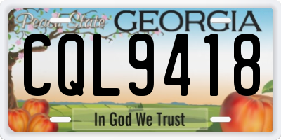 GA license plate CQL9418