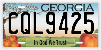 GA license plate CQL9425