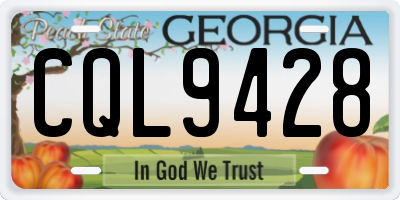 GA license plate CQL9428