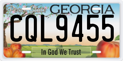 GA license plate CQL9455