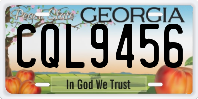 GA license plate CQL9456