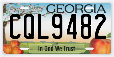 GA license plate CQL9482