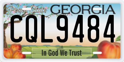 GA license plate CQL9484