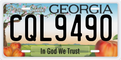 GA license plate CQL9490