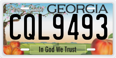 GA license plate CQL9493