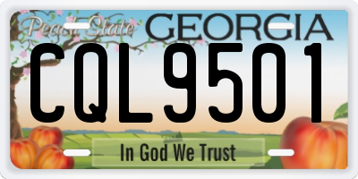 GA license plate CQL9501