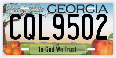 GA license plate CQL9502
