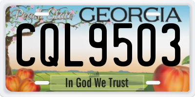 GA license plate CQL9503