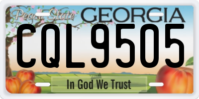 GA license plate CQL9505