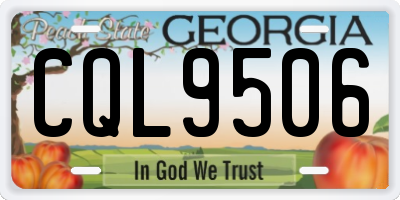 GA license plate CQL9506