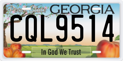 GA license plate CQL9514