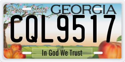 GA license plate CQL9517