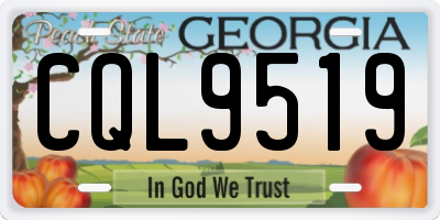 GA license plate CQL9519