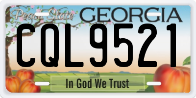 GA license plate CQL9521