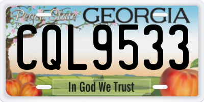 GA license plate CQL9533