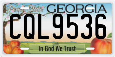 GA license plate CQL9536