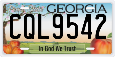 GA license plate CQL9542