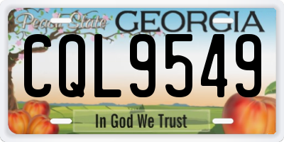 GA license plate CQL9549