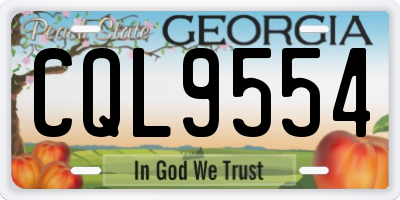 GA license plate CQL9554