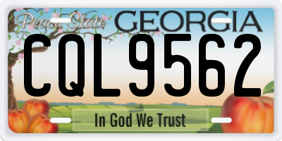 GA license plate CQL9562