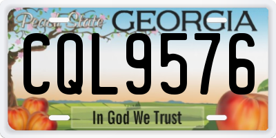 GA license plate CQL9576