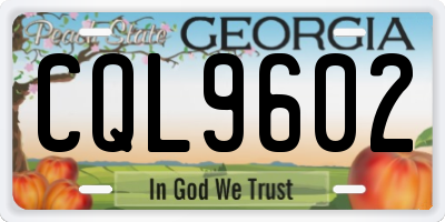 GA license plate CQL9602