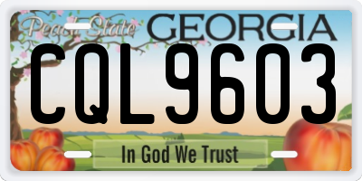 GA license plate CQL9603
