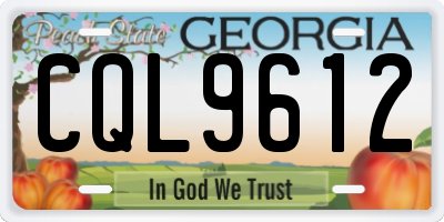 GA license plate CQL9612