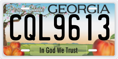 GA license plate CQL9613
