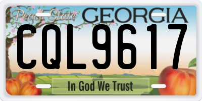 GA license plate CQL9617