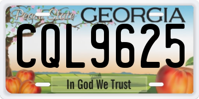 GA license plate CQL9625