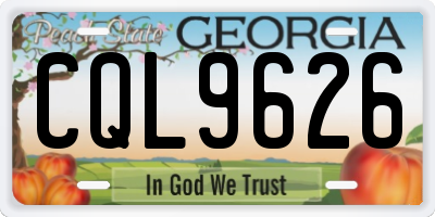 GA license plate CQL9626