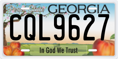 GA license plate CQL9627