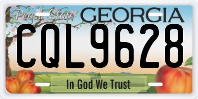 GA license plate CQL9628