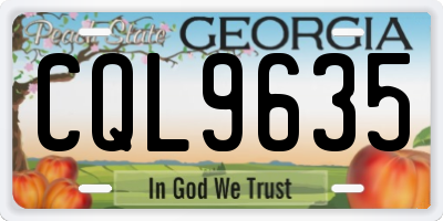 GA license plate CQL9635