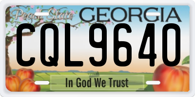 GA license plate CQL9640