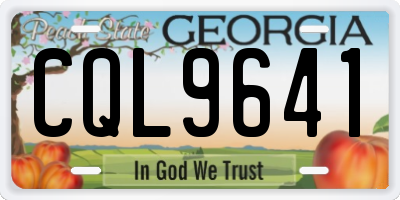 GA license plate CQL9641