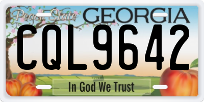 GA license plate CQL9642