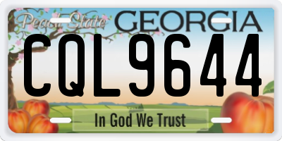 GA license plate CQL9644