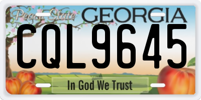 GA license plate CQL9645